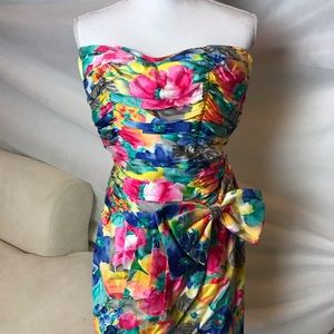 Albert Nippon Floral Dressy Strapless Dress Size 4